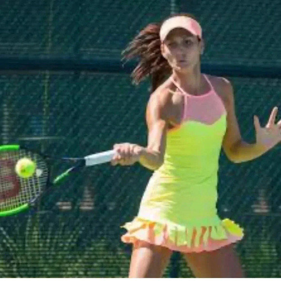 SOFIBELLA, tennis dress,activewear,mesh,frill, racerback,cut out, - Picture 1 of 13